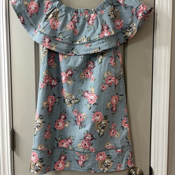 Floral Strapless Dress - Blue and Pink - Picture 7 of 7